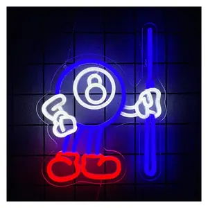 Sign Illuminated Billiards Neon Sign Light For Commercial Sign Of Billiards Wall Decor For Pub Bar Club Billiards Room Game Room USB Powered 28cmx35cm
