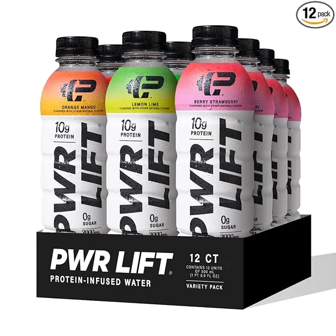 PWR LIFT Protein-Infused Water | Variety 12 Pack Preworkout Drink Fruit