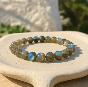 High Quality Labradorite Stone Stretch Bracelet Healing Energy Crystal Jewelry