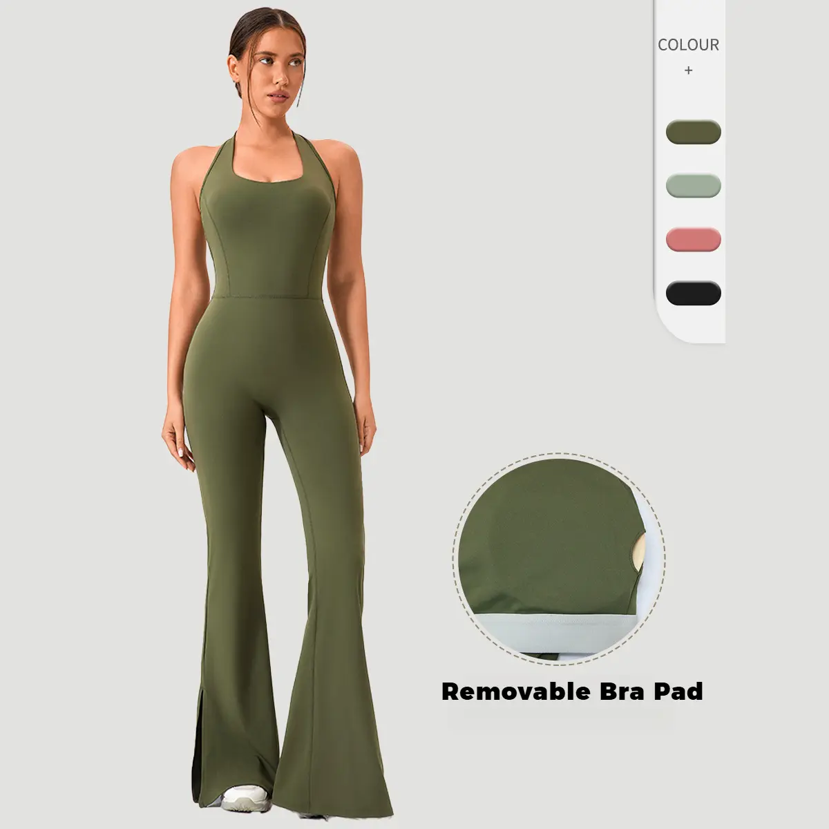 Halter Backless Jumpsuit - Naked Feel Flared Legging Yoga Bodysuit |     Butt-Lifting Dance & Running Wear |     Seamless High-Waisted Gym Outfit