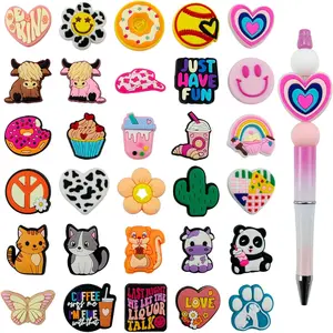 30 count  Focal Beads for Pens, Random Character Valentines Focal Beads for  Making DIY