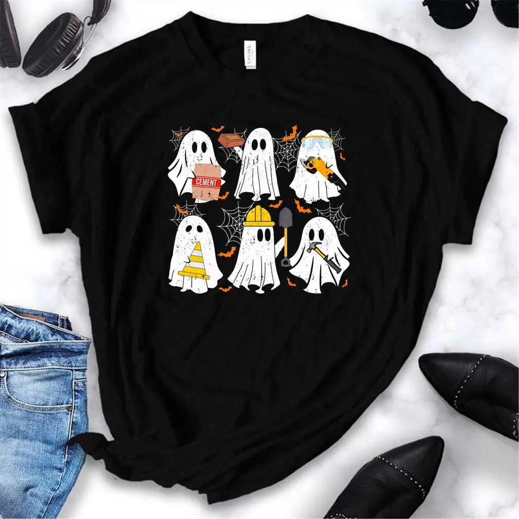 Ghost Construction Worker Costume For Halloween Men Women T-Shirt_1