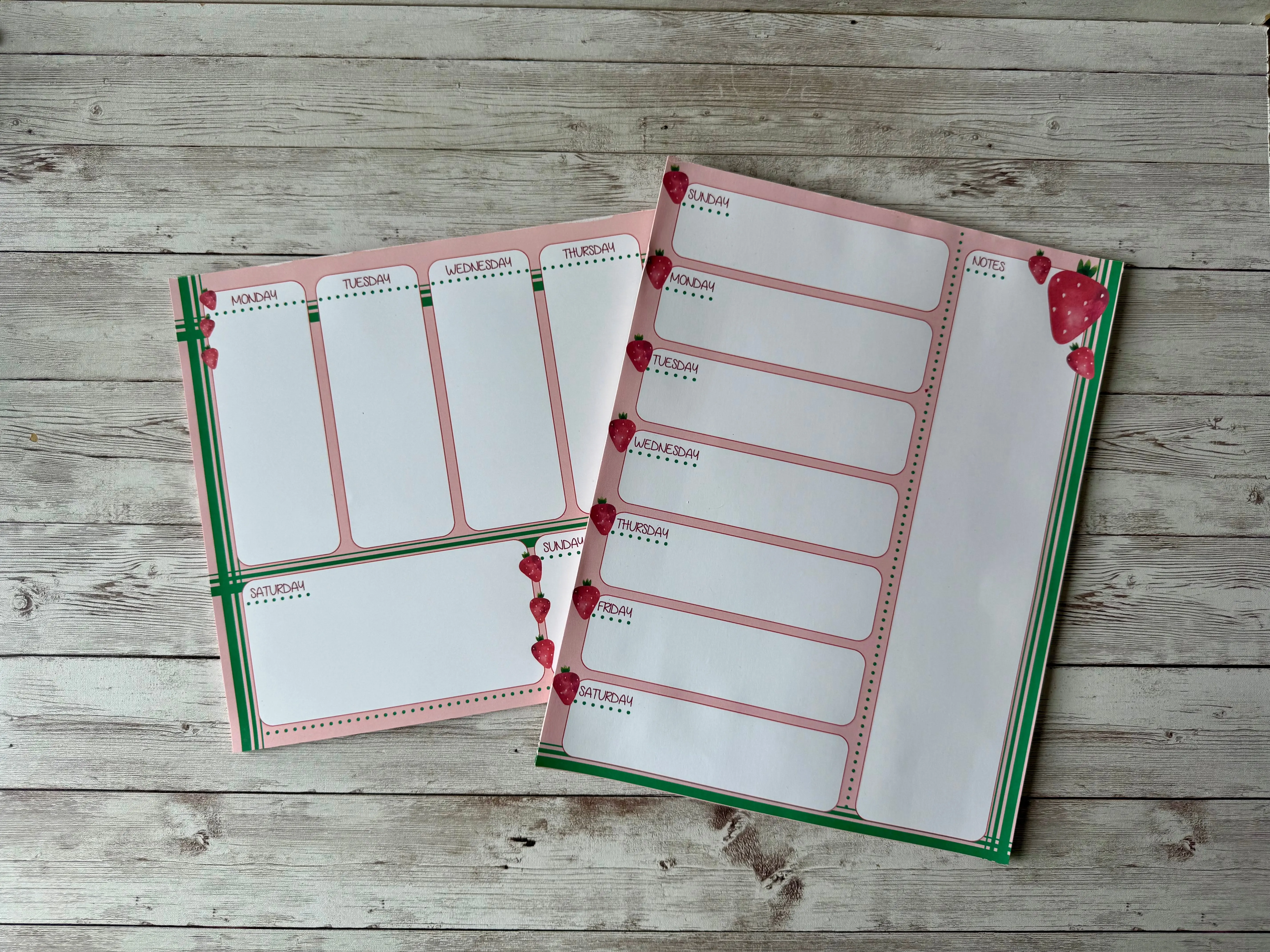 Weekly Desktop Planner Notepad -Strawberry