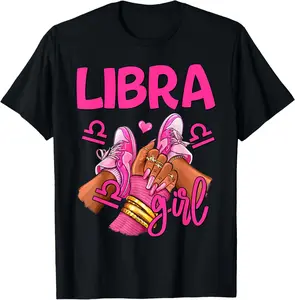 100% Cotton Libra Birthday Queen Women Sneakers Zodiac Sign T-Shirt