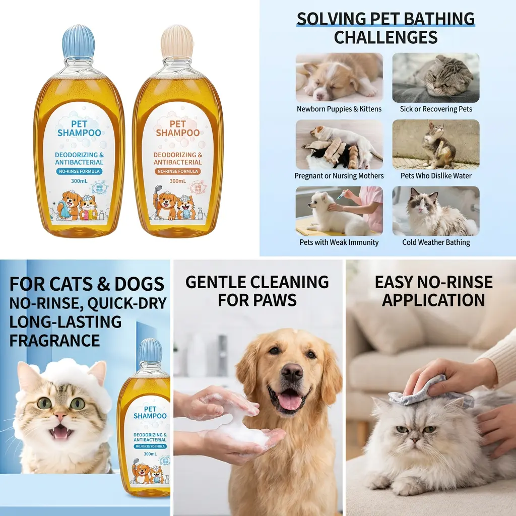 2. Waterless Antibacterial Deodorizing Pet Dry Shampoo for Dogs and Cats, removes mites and unpleasant body odor, leaves lasting fresh scent,