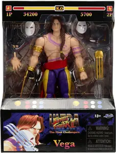 Jada Toys Street Fighter II Vega (Wave 4) Action Figure 1:12 Scale, 6" Tall, Interchangeable Heads, Hands & Claw Accessories