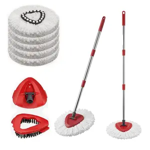 360° Spin Mop Easy Cleaning Tool Hands-Free Floor Cleaning Hack with 5 Microfiber Heads Adjustable Handle Home Essential