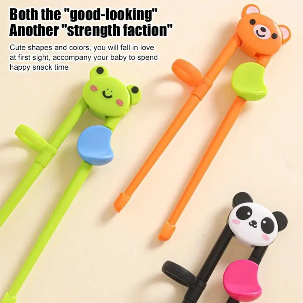 3-Pair Toddler Cutlery Set, Cartoon Animal Training Chopsticks with Silicone Finger Guides & Anti-Slip Tips for Kids, Cartoon Theme, Finger Guidance, Toddler Sized