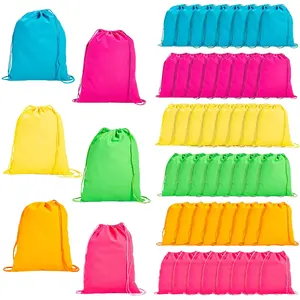 14 3/4" x 17 1/4" Bulk 72 Pc. Neon Canvas Drawstring Bags