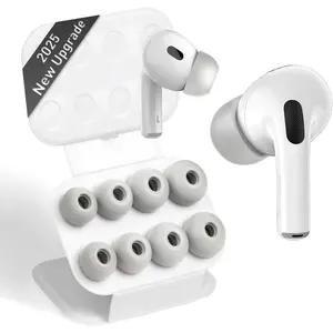 Memory Foam Replacement Ear Tips for AirPods Pro and for AirPods Pro 2, with Noise Reduction Hole, No Silicone Eartips Pain for AirPods Pro Ear Buds, Fit in The Charging Case(XS/S/M/L)