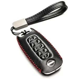 VITODECO 5-Button Leather Remote Key Fob Case with Leather Strap Compatible for Nissan Rogue, Pathfinder, Kicks, Ariya, Versa 2022-2025