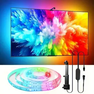 RGBIC LED TV Backlight Strip, AR Color Matching, Remote Control, Adjustable Brightness & Colors, USB Powered, Ideal for Movies Parties Games