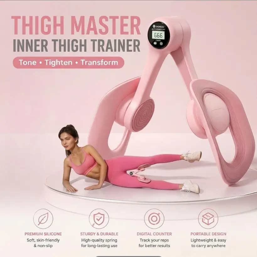 Smart Thigh Master Thigh Exerciser with Digital Counter, 360° Adjustable Pelvic Floor Trainer & Hip Trainer for Women, Portable Home Fitness Equipment for Inner Thigh & Legs Workout