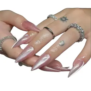 Pink Mirage Long Stiletto Press-On Nails 24 pcs Reusable One Size Fits All for Stylish Manicures birthday party