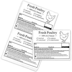 Poultry Freezer Labels,4x3 Inch with Handling Instructions Exemption,50 Pcs