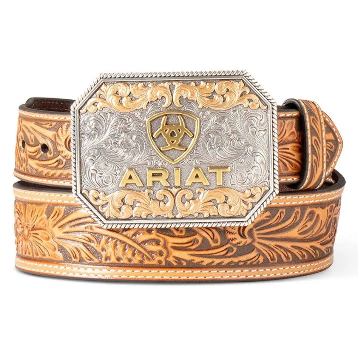 Ariat Men's Floral Embossed Tan Belt Ariat Men's Floral Embossed Tan Belt