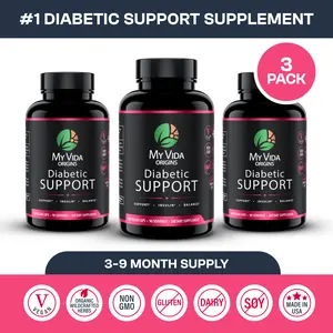 My Vida Origins Diabetic Support with Organic Prickly Pear (leaf), Bitter Melon, Apple Pectin, Organic Ceylon Cinnamon, Glucose Metabolism support– Diabetic Support 180 capsules 3 Months Supply