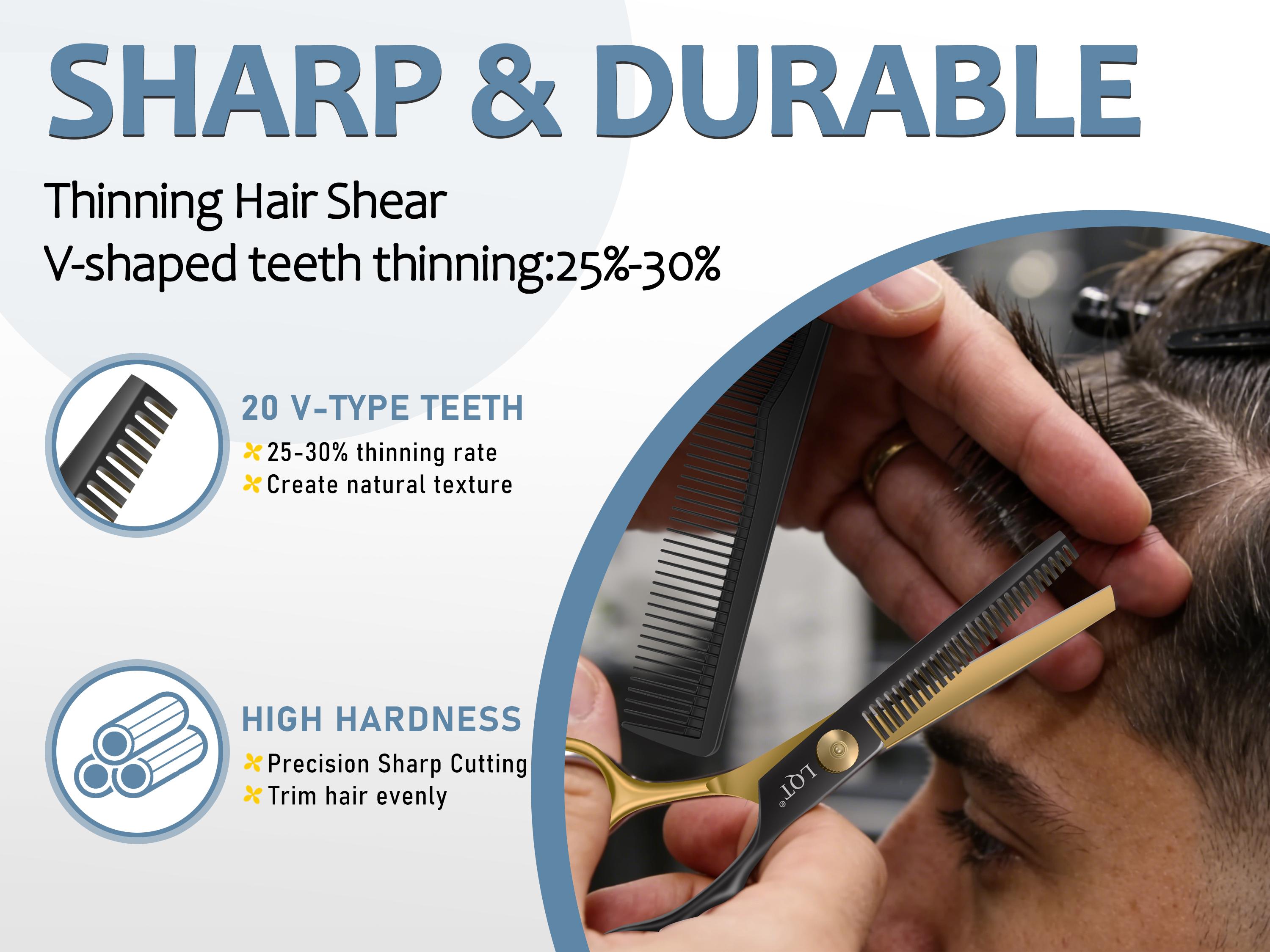 LQT Professional Hair Cutting Scissors Set, 12Pcs Barber Kit with Hair Scissors, Thinning Shears, Razor, Combs, Clips, Neck Duster, Complete Haircut Tools for Home & Salon Use