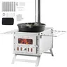 VEVOR Stainless Steel Portable Wood Stove, 80in, 700 cu in Firebox with 8 Chimney Pipes & Gloves, Camping Campfire Grill for Outdoor Cooking, Heating & Outdoor BBQ, Woodfire Grill for Hot Tents