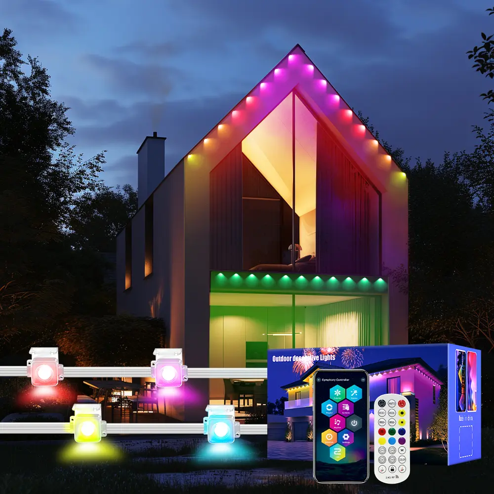 DAYBETTER Permanent Outdoor LED Eaves Lights, IP67 Waterproof 50FT & 100FT Roofline Lights with Mounting Clips, All-Season Holiday & Daily Yard Landscape Decor Lighting