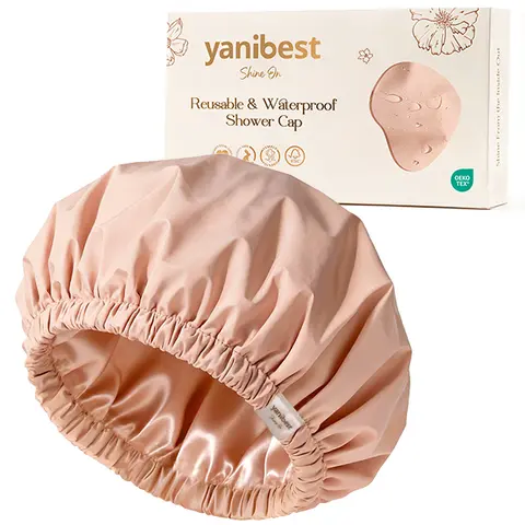Yanibest Women's Nylon Reusable Waterproof Satin-Lined Bonnet Style Scrub Cap - 13 Inches Large Adults' Shower Cap with Soft Elastic Band, Anti-Frizz Hair Protection, Hairstyle Maintenance, Washable Bathroom Accessory,sohochic