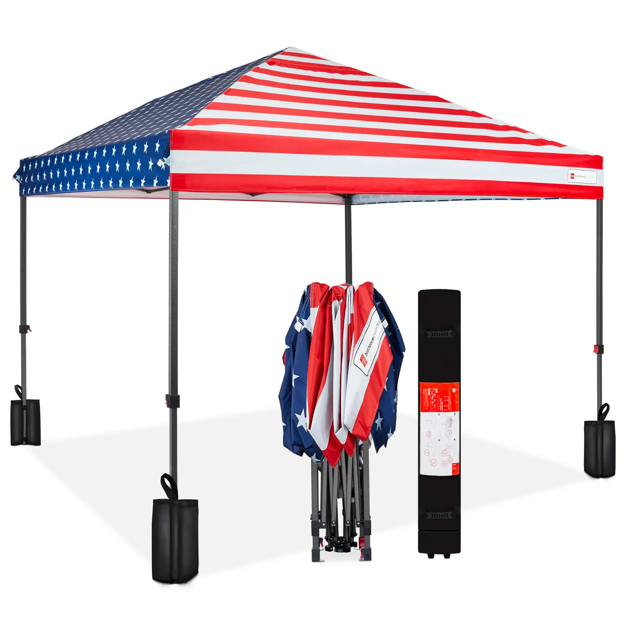 Best Choice Products 8x8ft Easy Setup Pop Up Canopy w/ 1-Button Setup, Wheeled Case, 4 Weight Bags