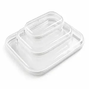 Clear PVC Dual-Zipper Storage Bins 3-Pack, Waterproof Transparent Organizer Boxes, Durable Large Capacity for Home Travel Toy Makeup