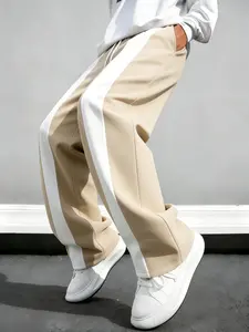 Men's Casual Sport Pants, Comfortable Fabric, Drawstring Waist, Loose Fit, Pure Color, Outdoor Streetwear, Multi-Occasion Wear