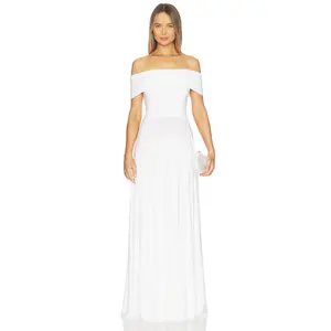 Norma Kamali Sleeveless Cowl Neck Flared Gown in Snow White