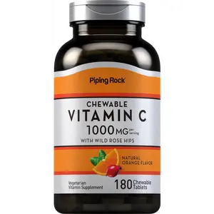Piping Rock Vitamin C Chewable 1000mg | 180 Tablets | Orange Flavor | Vegetarian, Non-GMO, Gluten Free Supplement