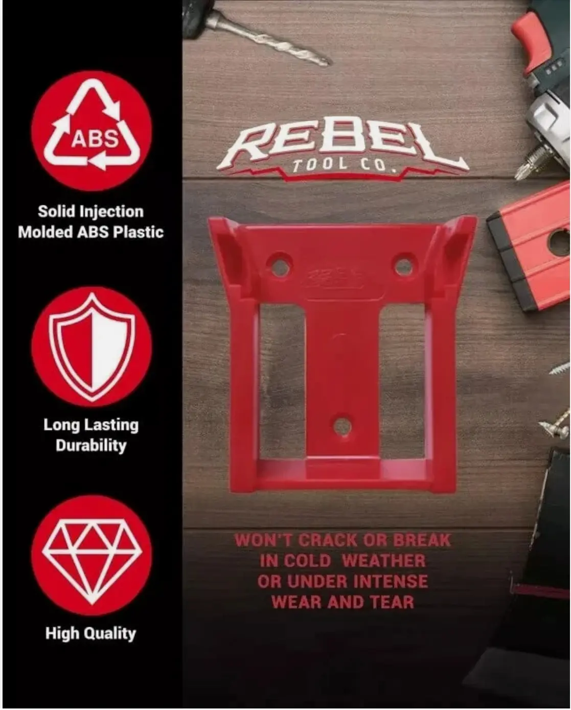Rebel Tool Co. Battery Mounts Dewalt & Milwaukee