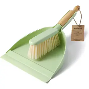 Dust Pan and Brush Set - Small Dustpan and Brush Set, Handheld Broom and Dustpan Set, Brush and Dust Pan Set for Car, Pet Care, Office, 14 x 8.7 inch, Green