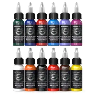 WORMHOLEPRO Professional Ink Set - 12 Vibrant Colors Vegan & Fade-Resistant 30ml Bottles Perfect for Beginners & Pros For Halloween Makeup & Creative Designs