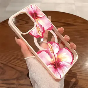 Premium Magnetic Phone Cases for iPhone11/12/13/14/15/16//17/Air/promax/Plus Pink Hibiscus Blooms y2k cased MagSafe Ready, Anti-Fall, Springtok and Ultra-Thin Design | Perfect for Everyday Use Protector Screen Protector Aesthetic Cover