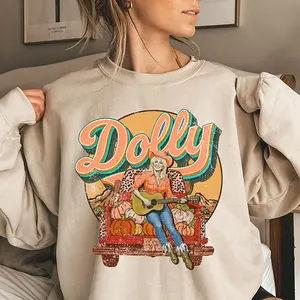 Retro Dolly Sweatshirt - Western Cowgirl Fall Graphic for Pumpkin Patch Enthusiasts