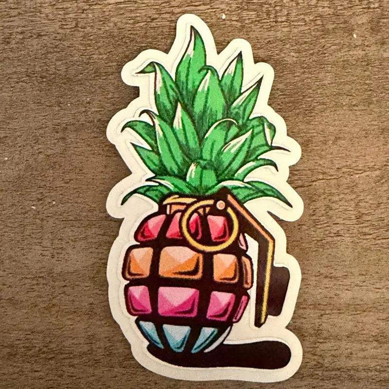 Pineapple Multi-Colored Grunge 2.5” Waterproof Vinyl Sticker