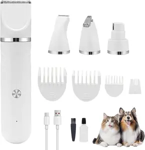 4 in 1 Dog Clippers, Dog Paw Trimmer & Nail Grinder, Low Noise Rechargeable Dog Grooming Kit, Cordless Trimmers for Dogs Cats Pets, Dog Clippers Nail Grinder Shaver