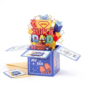 Father's Day Pop-Up Card, Superhero Dad 3D Greeting Card, Handmade Unique Father's Day Card, Birthday Gift for Son or Daughter