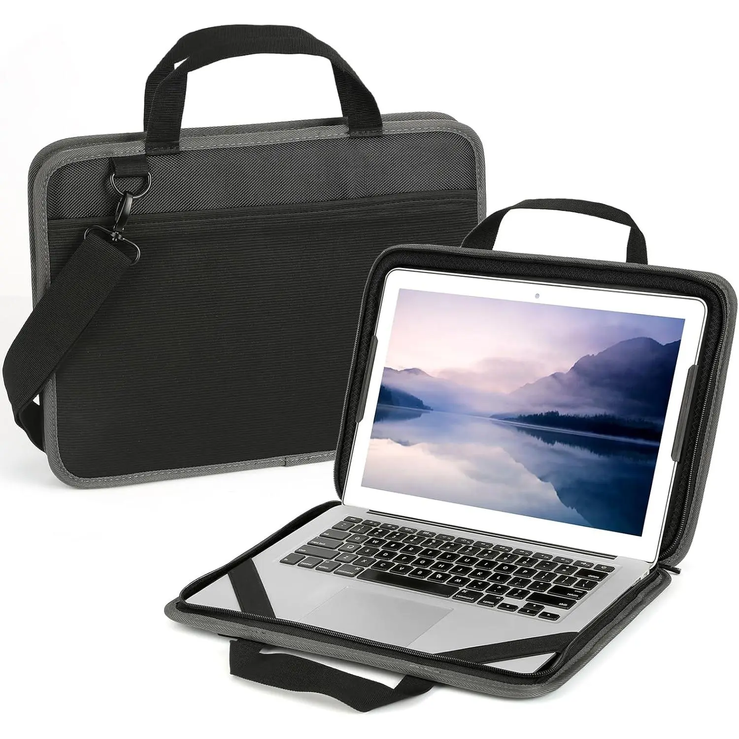 Laptop Case Sleeve 13-14 inch,Shockproof Computer Cover for HP,Protective Laptop Shoulder Bag for MacBook Air/MacBook Pro,Dell,Lenovo,Chromebook(Black)