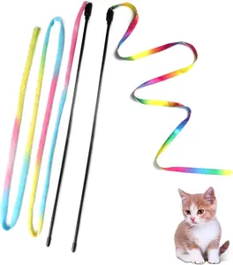 Cat Wand Toys, Interactive Kitten Toys for Indoor Cats,Colorful Cat Teaser Wand String for Cat Kitten Exercise Cat Stick Toy Cat Charmer-2Pcs