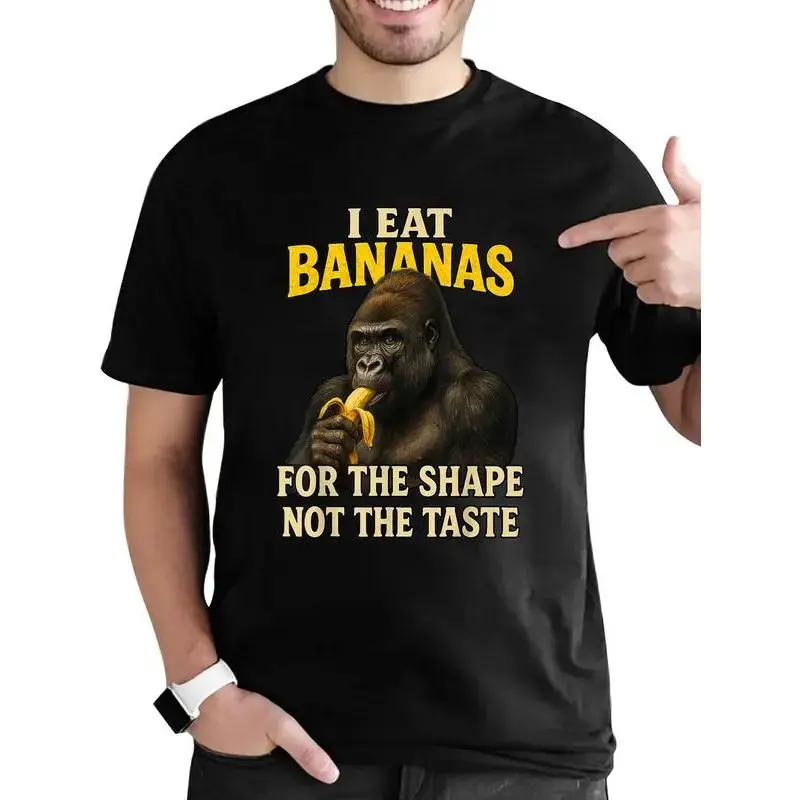 Women's Cotton Short-Sleeve Round Neck T-Shirt - Breathable, Soft, Adult Humor Meme Design ("I Eat Bananas For The Shape Not The Taste")