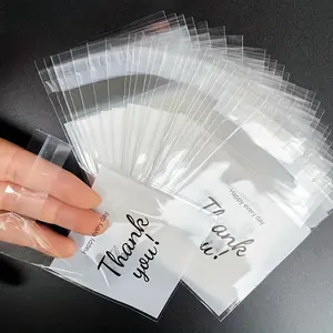 50pcs Mini Gift Bags With Thank You Printing, Small OPP Bags, Self-sealing Packaging Bags, Suitable For Gift Packaging, Small Item Storage, Jewelry Bags, Gift Bags Of Different Sizes, Convenient Storage, Gift Package, Gift Wrapping Supplies