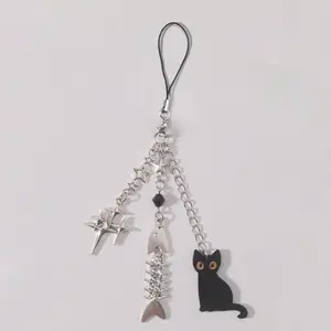 Punk Type Star & Fishbone & Cat Design Phone Chain, Cute Phone Lanyard, Fashion Cell Phone Charm for Women & Men, Phone Decoration Accessories