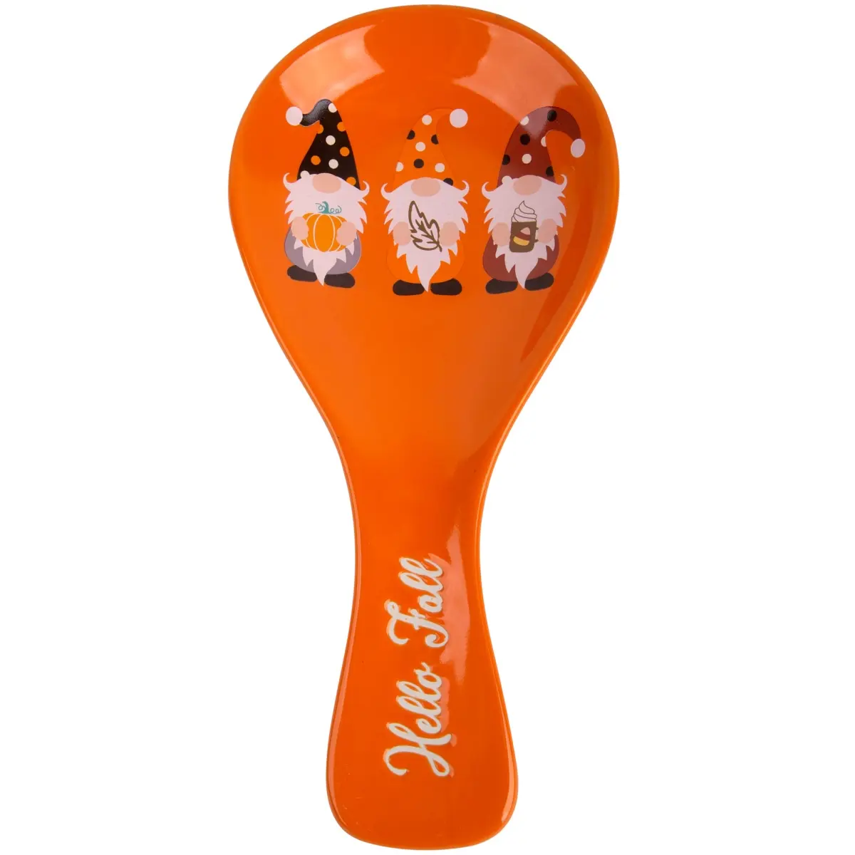 Home Essentials & Beyond 94068 11 in. Orange Gnome Harvest Ceramic Spoon Rest - Kitchen Cutlery & Tableware Accessory, Cheerful Seasonal Piece for All Genders