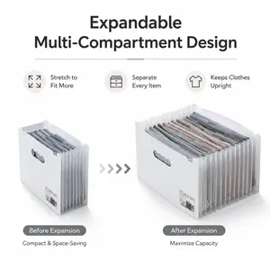 Expandable Clothing Organizer Drawer,Yoga Pants, Sports Bra Storage Artifacts, Clear View Underwear & Socks  Storage Bin, Multi-Compartment Underwear Storage Box, Foldable Wardrobe Divider for Closet & Drawer