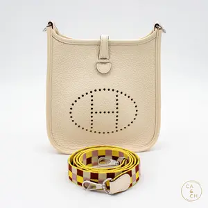 Pre-owned HERMÈS Taurillon Clemence Crossbody Bags Evelyne Mini 16 in Nata with gold hardware crossbody bag Hermes