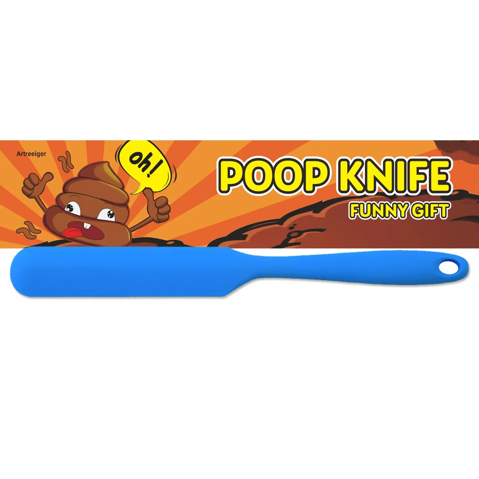 9.8 in Silicone-Steel Fake Knife Gag Toy - Rustproof Prank Prop, Smooth, Comfortable, Halloween White Elephant/Birthday Party Supply for Teens+Adults