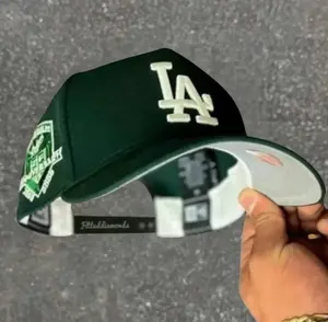 New Era LA Dodgers 9FORTY Adjustable Cap Dark Green Crown Visor, LA Logo Embroidery, Side Patch Baseball Hat for Men