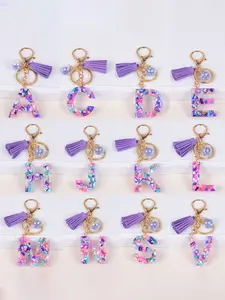 New Butterfly Letter Keychain, Resin Alphabet Shape Keyring with Tassel Bag Decoration, Cute Car Hanging Pendant Gift for Women, Keychain For Bags