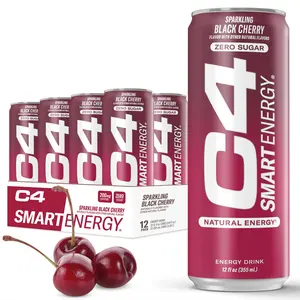 (A)Cellucor C4 Smart Energy – Sugar Free Black Cherry Energy Drink, Nootropic Focus & Brain Booster, Coffee Substitute Performance Fuel, 12 Pack